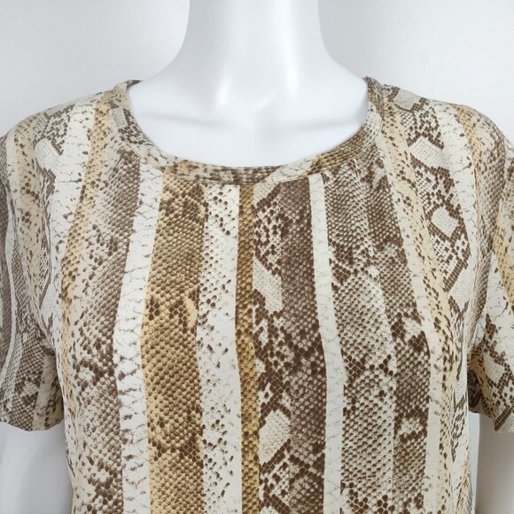 EQUIPMENT Riley Silk Tee Brown Snake Python Print - Picture 3 of 8